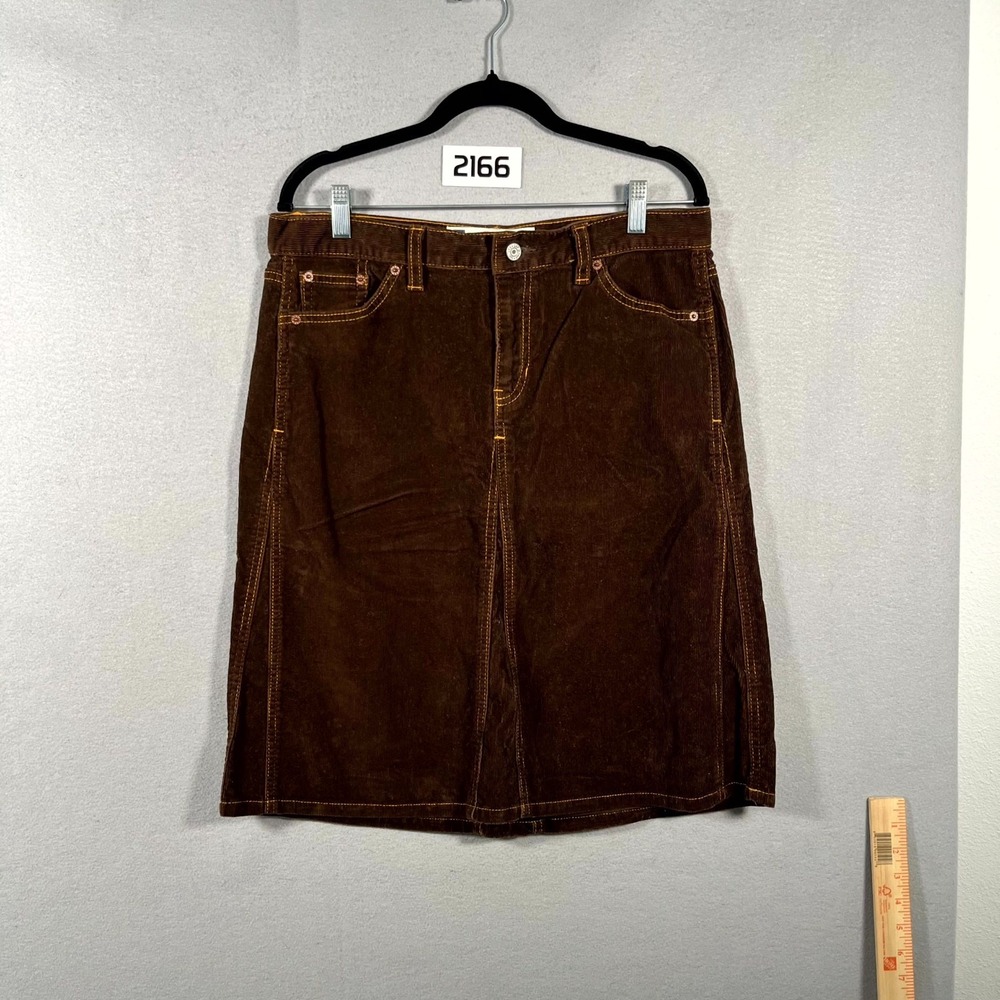 Gap Jeans Corduroy Skirt Womens 10 Brown Cotton Stretch Pockets Work Casual